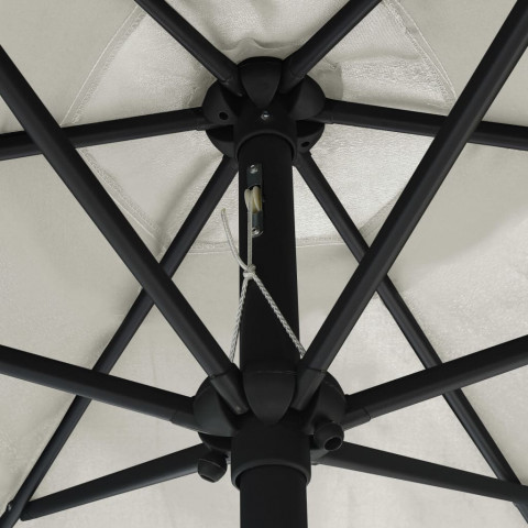 Parasol avec LED et mât en aluminium 270 cm Blanc sable