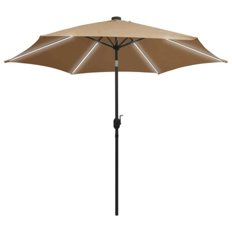 Parasol avec LED et mât en aluminium 300 cm Taupe