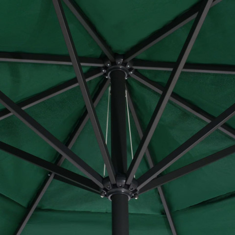 Parasol d'extérieur avec mât en aluminium 600 cm Vert