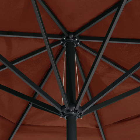 Parasol d'extérieur avec mât en aluminium 600 cm Terre cuite