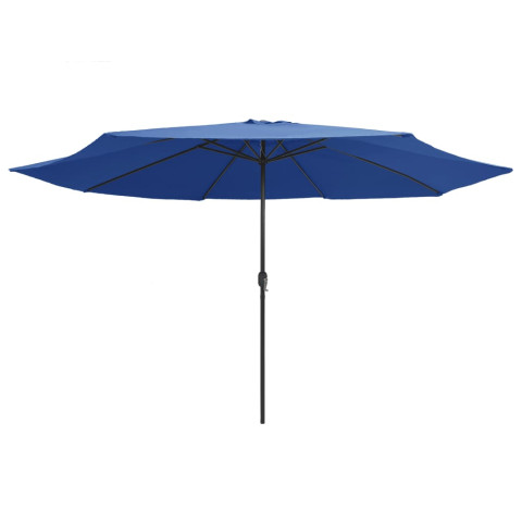 Parasol d'extérieur avec mât en métal 400 cm bleu azuré helloshop26 02_0008264