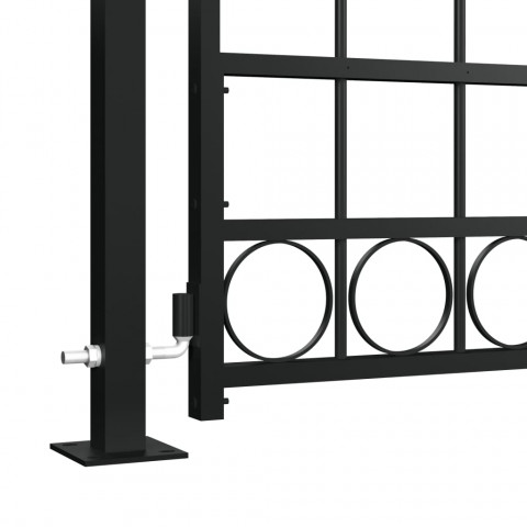 Portail de clôture à dessus arqué et 2 poteaux 105x204 cm Noir