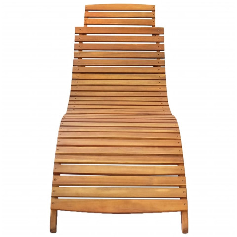 Transat chaise longue bain de soleil lit de jardin terrasse meuble d'extérieur bois d'acacia solide marron helloshop26 02_0012708