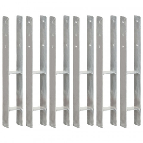 Piquets de clôture 6 pcs argenté 8x6x60 cm acier galvanisé