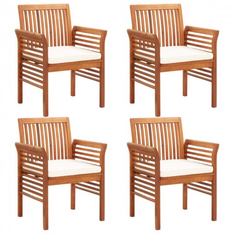 Mobilier à dîner d'extérieuracacia solide avec coussins - Couleur des coussins et nombre de chaises au choix