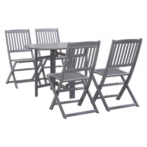 Mobilier à dîner de jardin 5 pcs bois d'acacia massif gris