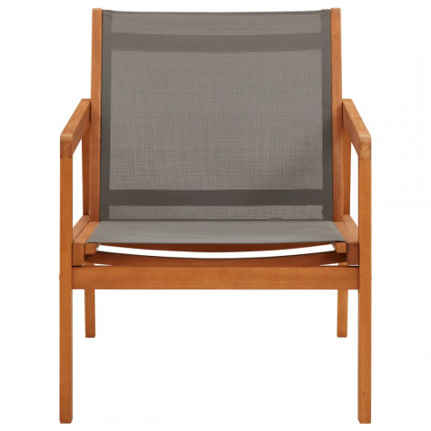 Chaise de jardin gris bois d'eucalyptus solide et textilène