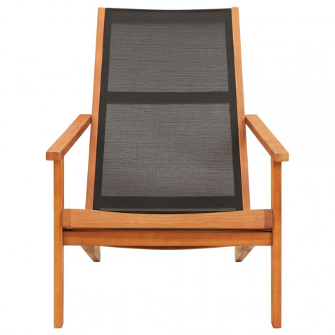 Chaise de jardin noir bois d'eucalyptus solide et textilène