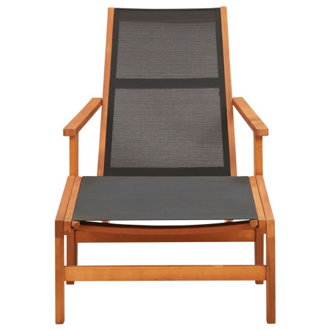 Chaise de jardin et repose-pied eucalyptus solide et textilène