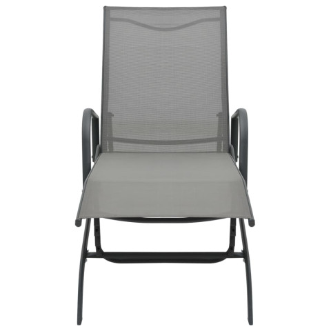Transat chaise longue bain de soleil lit de jardin terrasse meuble d'extérieur acier et textilène helloshop26 02_0012241