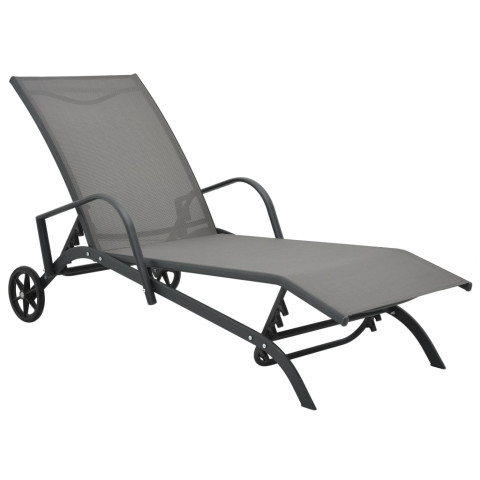 Lot de 2 transats chaise longue bain de soleil lit de jardin terrasse meuble d'extérieur avec table textilène et acier helloshop26 02_0012135