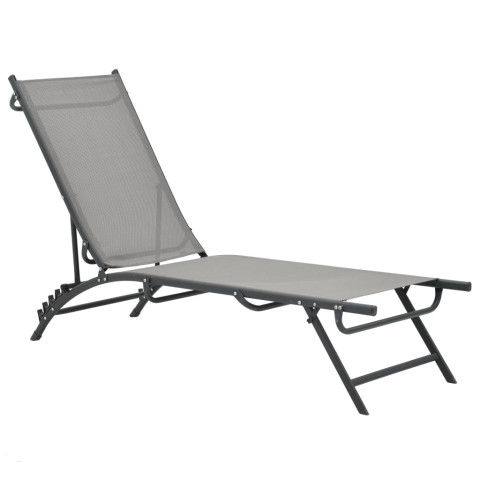 Lot de 2 transats chaise longue bain de soleil lit de jardin terrasse meuble d'extérieur textilène et acier helloshop26 02_0012149