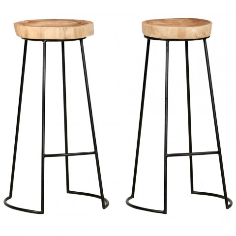 Tabourets de bar 2 pcs bois d'acacia massif