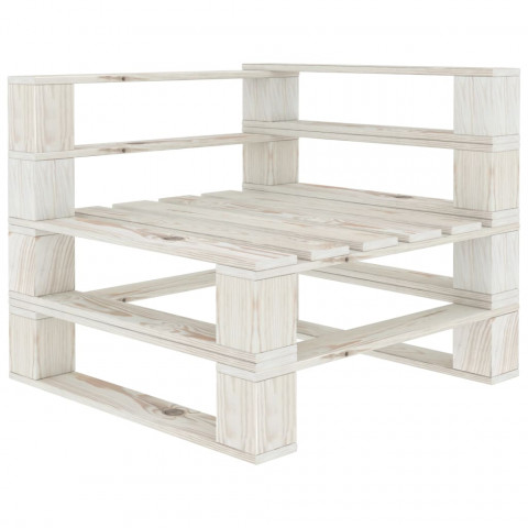 Canapé d'angle palette de jardin bois blanc