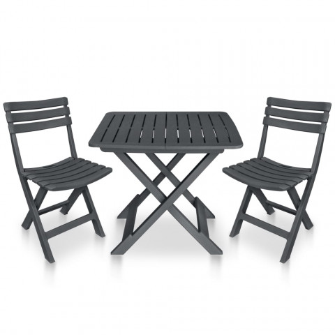 Mobilier de bistro pliable 3 pcs plastique anthracite