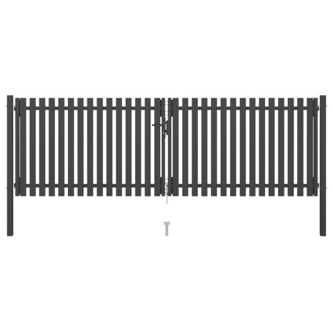 Portail de clôture de jardin acier 4x1,5 m anthracite