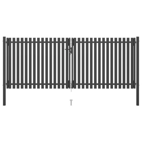 Portail de clôture de jardin acier 4x1,7 m anthracite