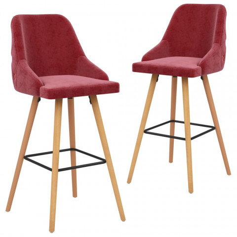 Tabourets de bar 2 pcs rouge bordeaux velours