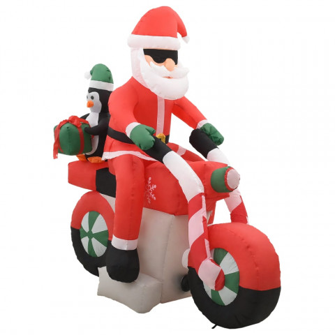 Père Noël gonflable sur moto LED IP44 160 cm