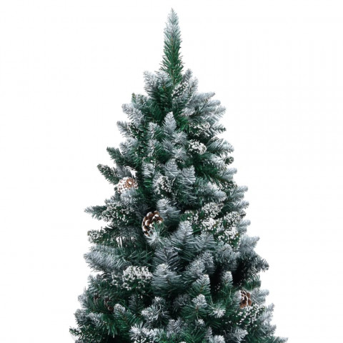 Sapin de Noël avec pommes de pin et neige blanche 150 cm