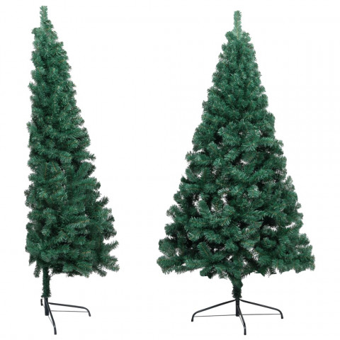 Sapin de Noël artificiel moitié avec support Vert 150 cm PVC