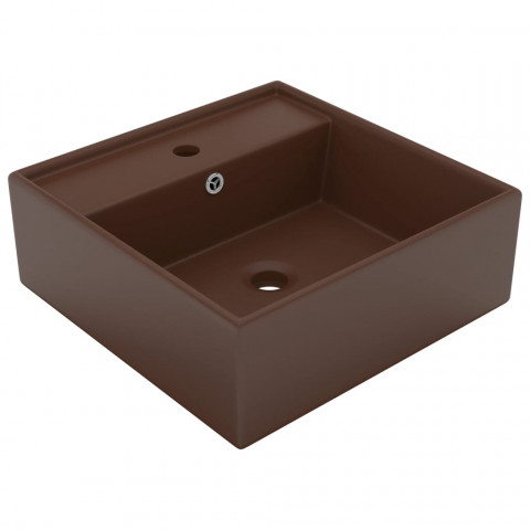 Lavabo carré à trop-plein marron 41x41 cm céramique - Couleur au choix