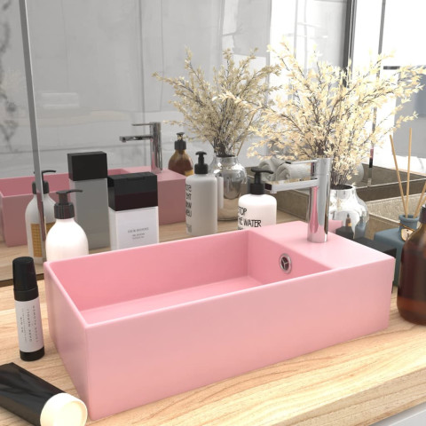 Lavabo de salle de bain avec trop-plein céramique - Couleur au choix