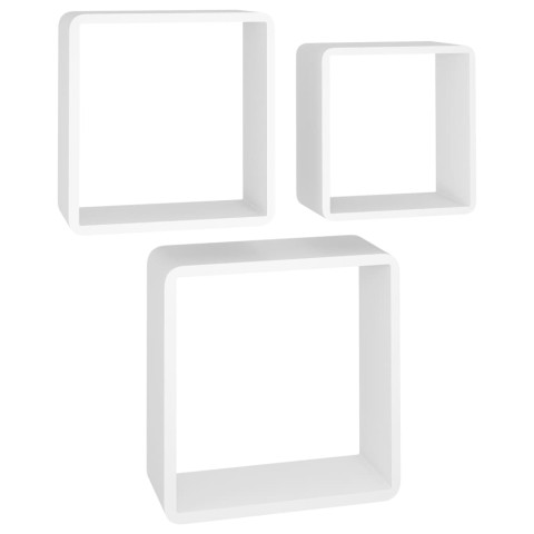 Étagères murales sous forme de cube 3 pcs blanc mdf