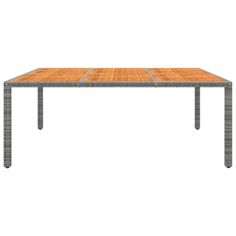 Table de jardin 200x150x75 cm acacia et résine tressée gris