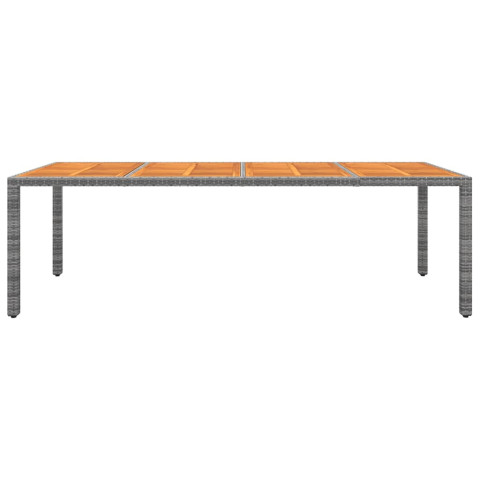 Table de jardin gris 250x100x75 cm résine tressée/bois d'acacia