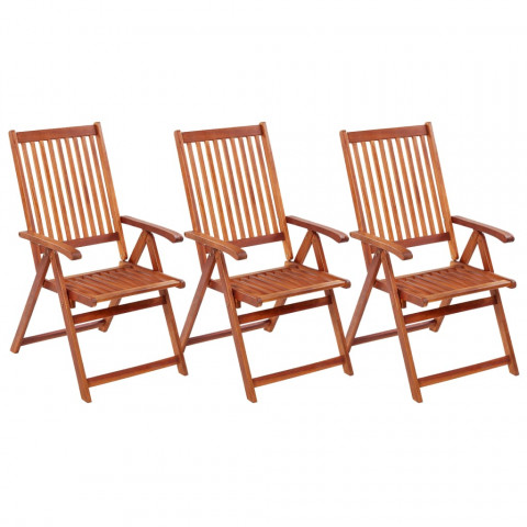 Chaises pliables de jardin 3 pcs bois d'acacia solide