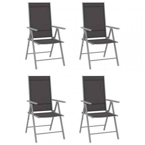 Chaises de jardin pliables 4 pcs textilène noir