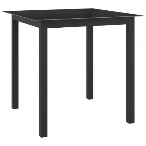 Table de jardin noir 80x80x74 cm aluminium et verre