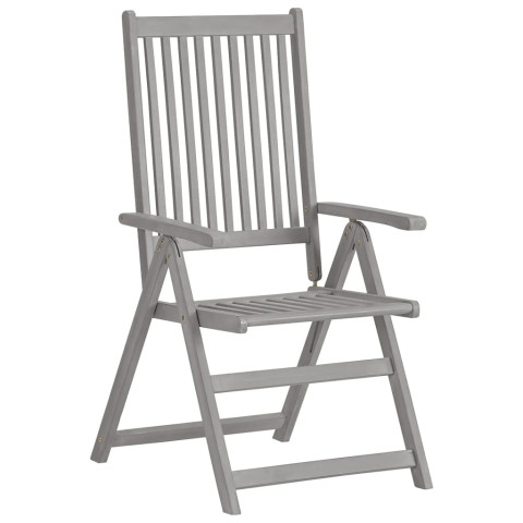 Chaises inclinables de jardin 3 pcs gris bois solide d'acacia