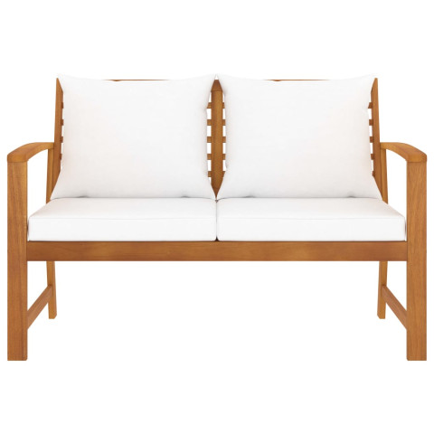 Banc de jardin meuble de patio d'extérieur terrasse avec coussin crème 120 cm bois solide d'acacia helloshop26 02_0011502