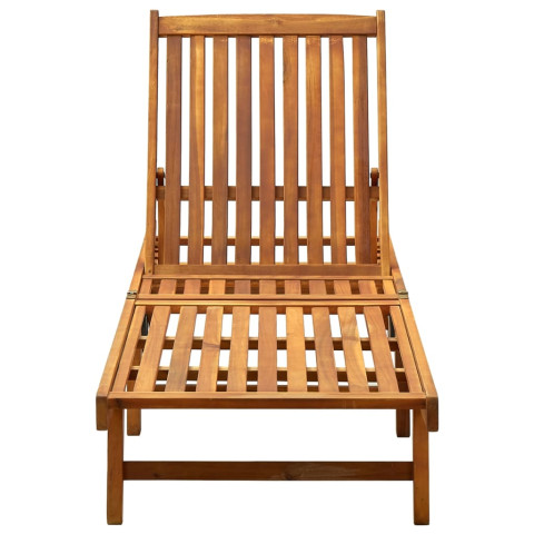 Transat chaise longue bain de soleil lit de jardin terrasse meuble d'extérieur bois d'acacia solide helloshop26 02_0012701