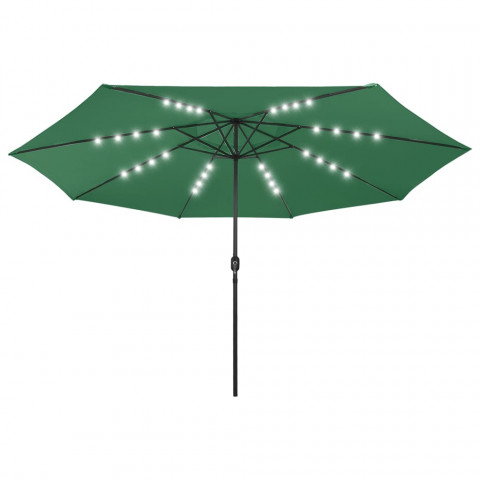 Parasol d'extérieur avec led et mât en métal 400 cm vert