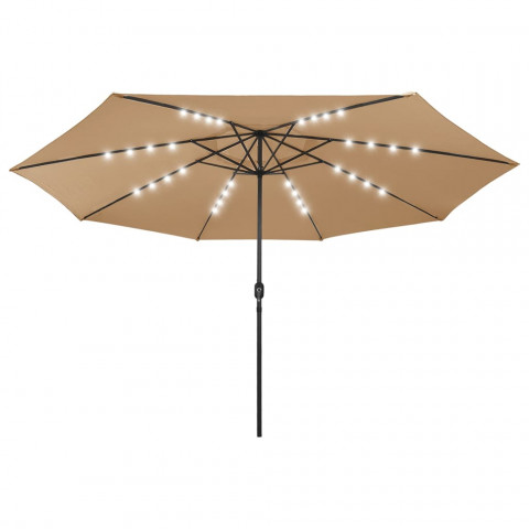 Parasol d'extérieur avec led et mât en métal 400 cm taupe