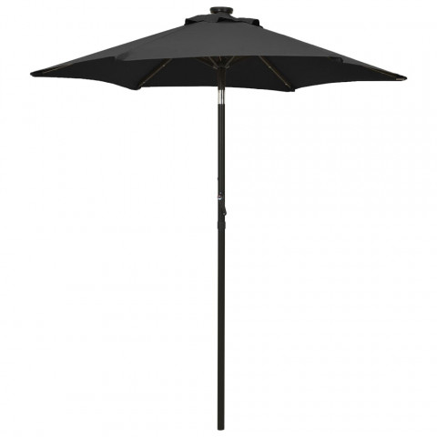 Parasol avec lumières led noir 200x211 cm aluminium