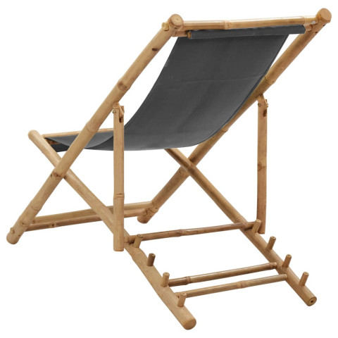 Chaise de terrasse bambou et toile gris foncé