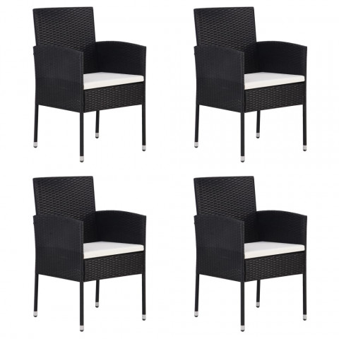 Chaises de jardin 4 pcs résine tressée noir