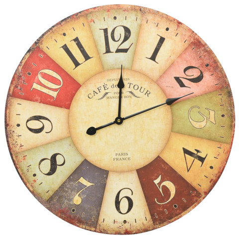 Horloge murale vintage colorée 60 cm