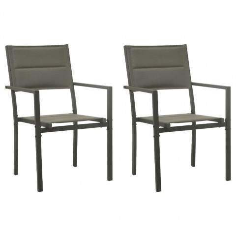 Chaises de jardin 2 pcs textilène et acier gris et anthracite