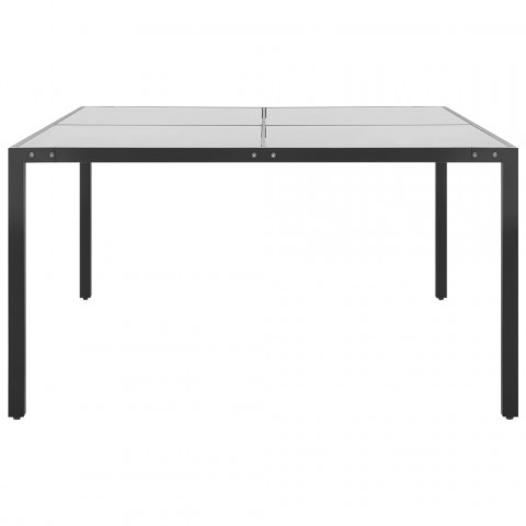 Table de jardin anthracite 130x130x72 cm acier et verre