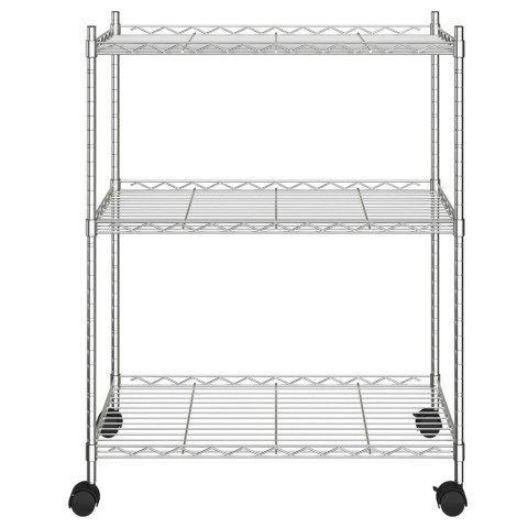 Étagère de stockage 3 niveaux et roues 60 x 35 x 81cm chrome 150 kg helloshop26 02_0000658