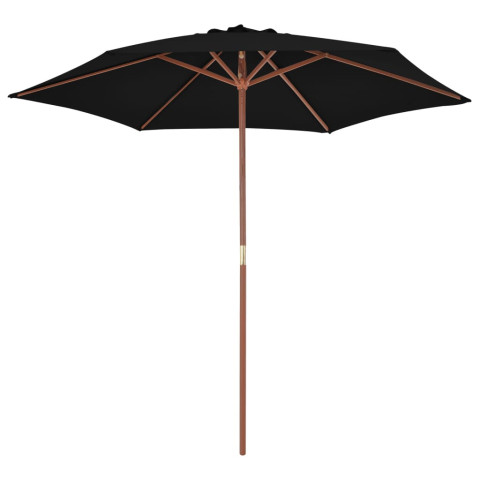 Parasol d'extérieur avec mât en bois 270 cm noir helloshop26 02_0008259