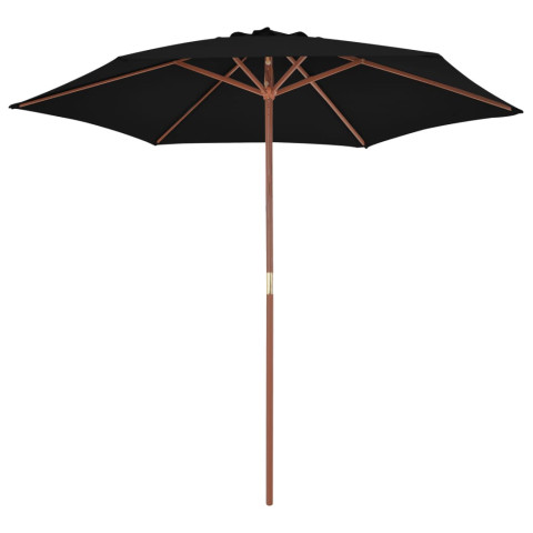 Parasol d'extérieur avec mât en bois noir 270 cm