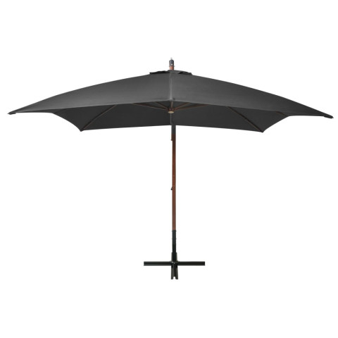 Parasol suspendu avec mât anthracite 3x3 m bois de sapin massif