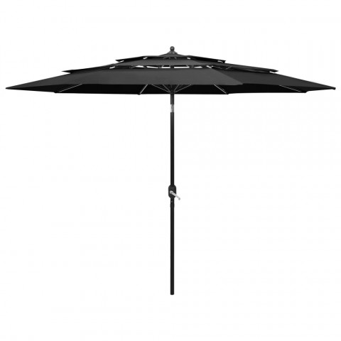 Parasol à 3 niveaux avec mât en aluminium anthracite 3 m