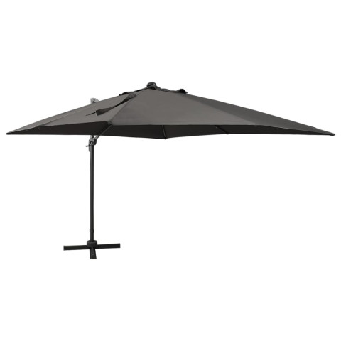 Parasol déporté avec mât et lumières led 300 cm - Couleur au choix